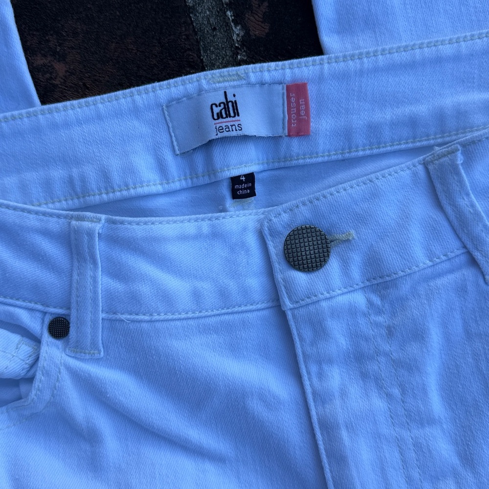 Cabi white Denim flare Pants Size 4 - Picture 4 of 7